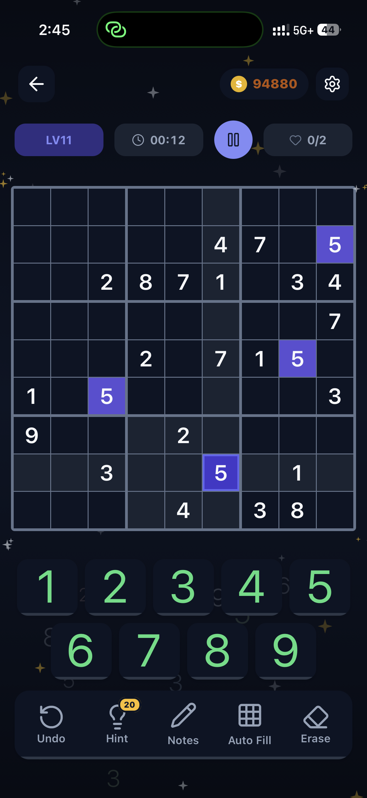 King Sudoku Gameplay - Dark Theme