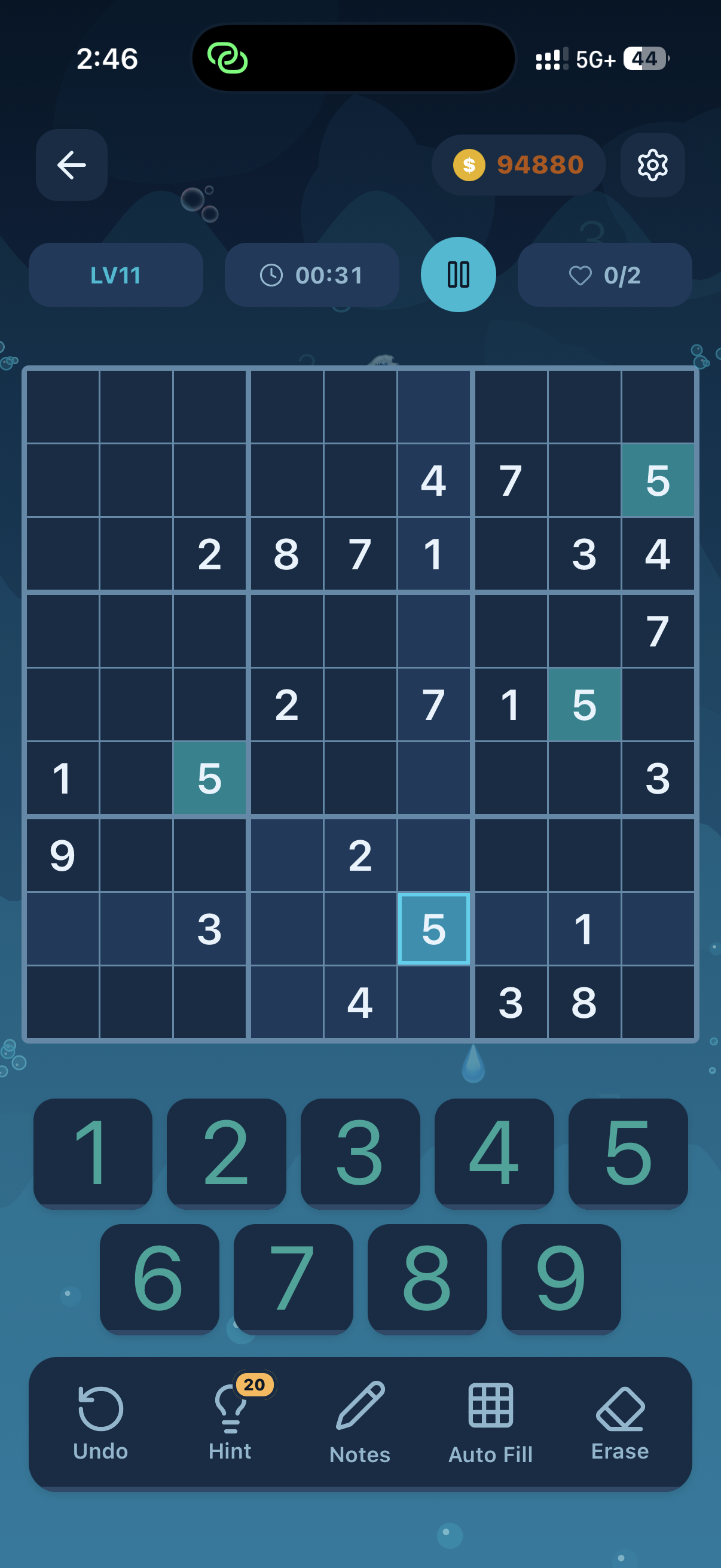 King Sudoku Gameplay - Ocean Theme